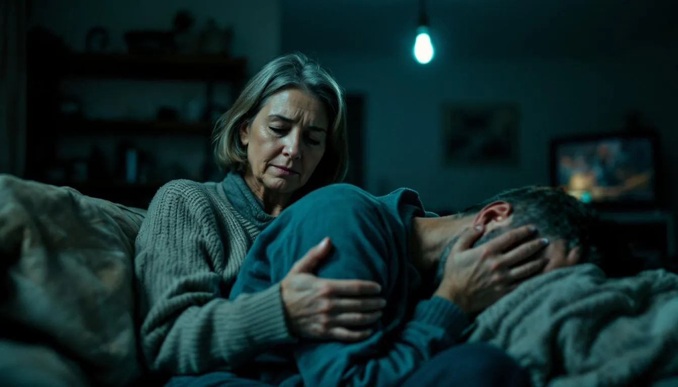 A caring family member providing support to a loved one struggling with ice addiction.